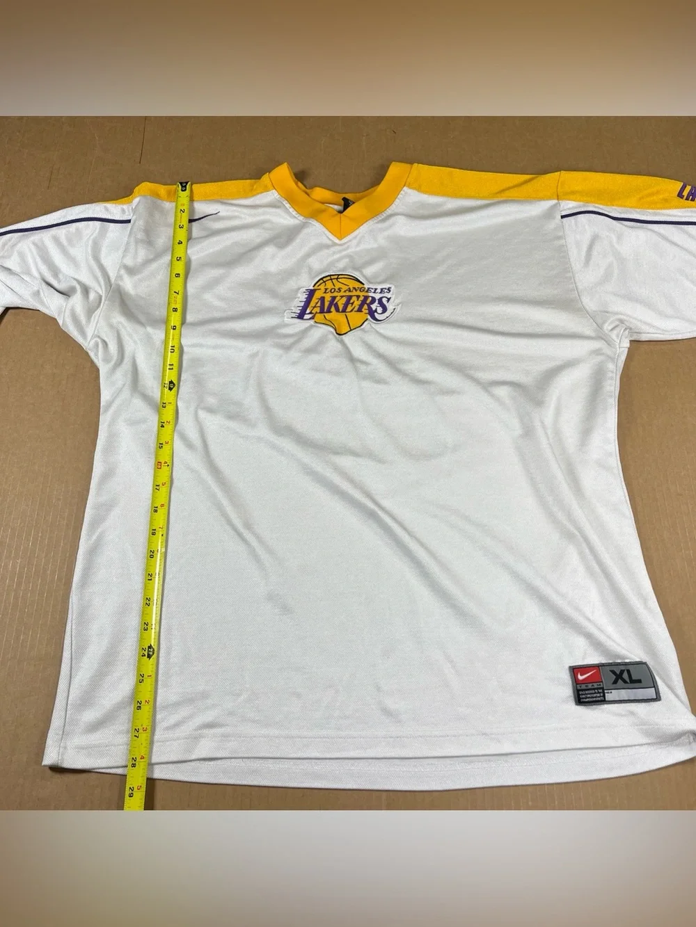 VTG Mens Nike Team LA Lakers Warmup Shooting Shirt Jersey 2003 White NBA Sz XL
